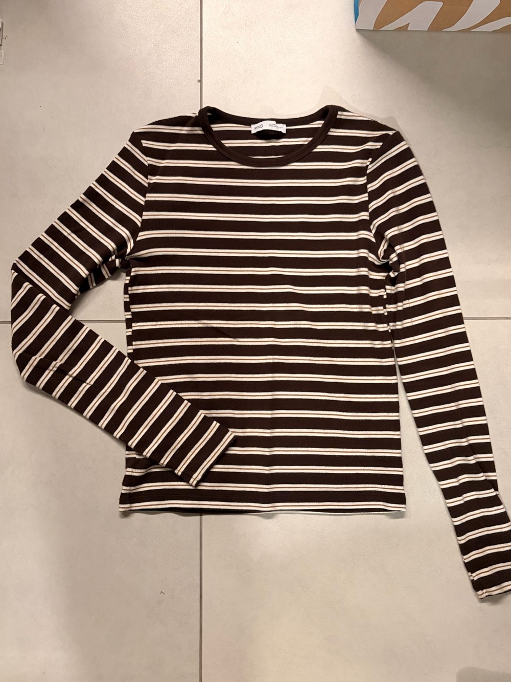 Long Sleeve Striped Crewneck Top - MANGO